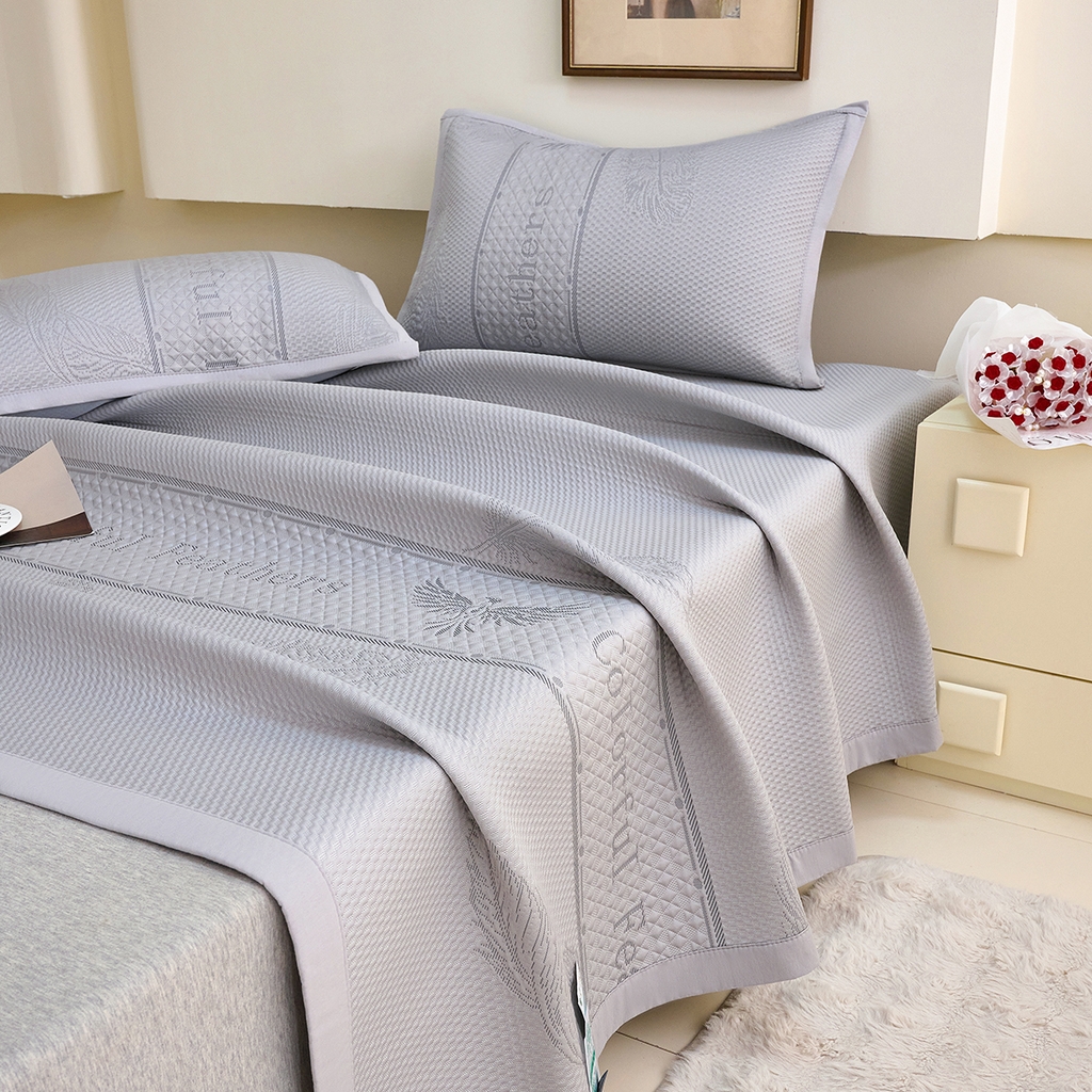 91家纺网 家纺一手货源 找家纺 莱家富 2026新款A类凉感豆豆席-平铺款 平铺款-羽毛灰