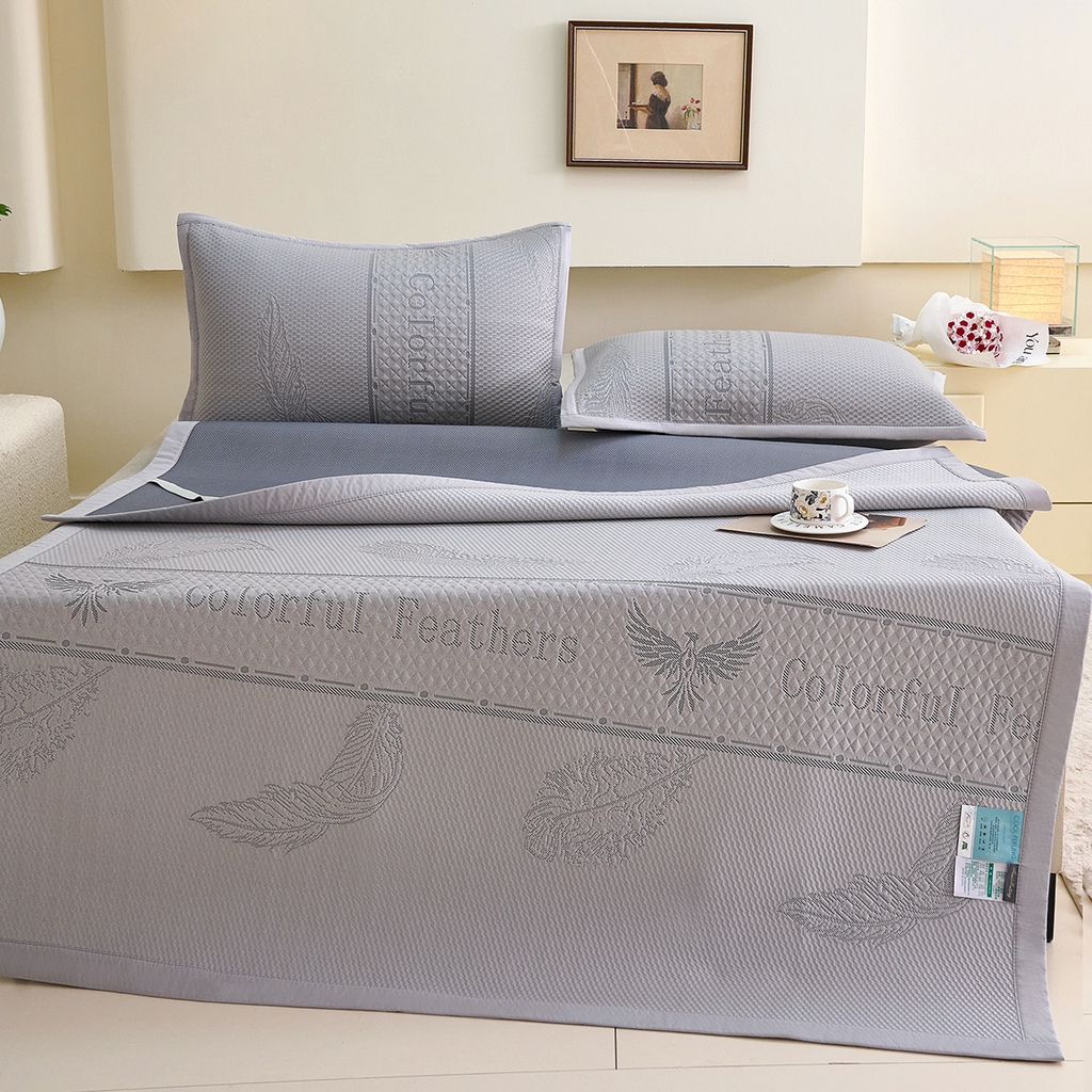 91家纺网 家纺一手货源 找家纺 莱家富 2026新款A类凉感豆豆席-平铺款 平铺款-羽毛灰