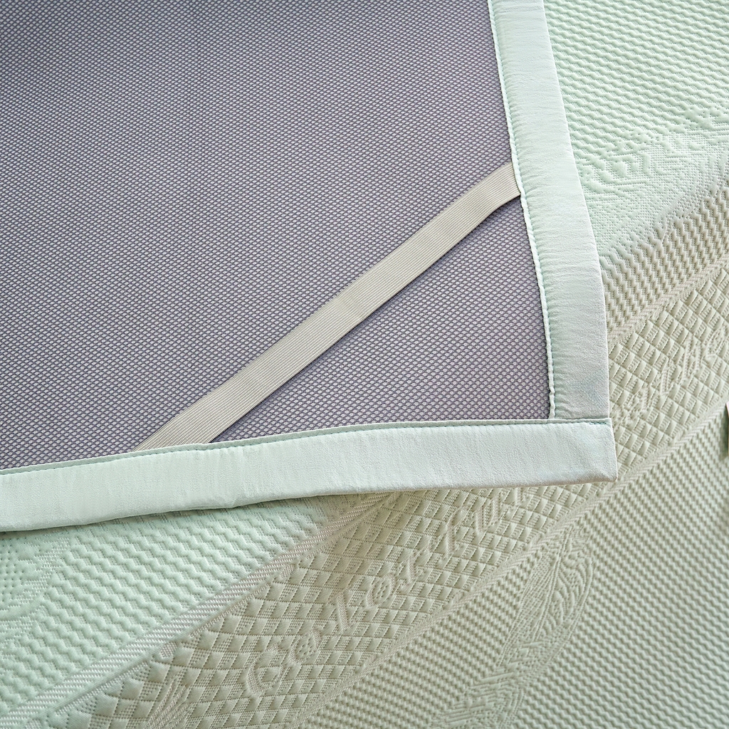 91家纺网 家纺一手货源 找家纺 莱家富 2026新款A类凉感豆豆席-平铺款 平铺款-羽毛绿