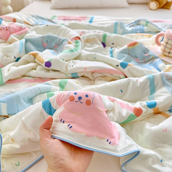 91家纺网 家纺一手货源 找家纺 宜家坊 2026新款A类针织棉嘟嘟被夏被春秋被空调被儿童学生被子被芯 艾利小象