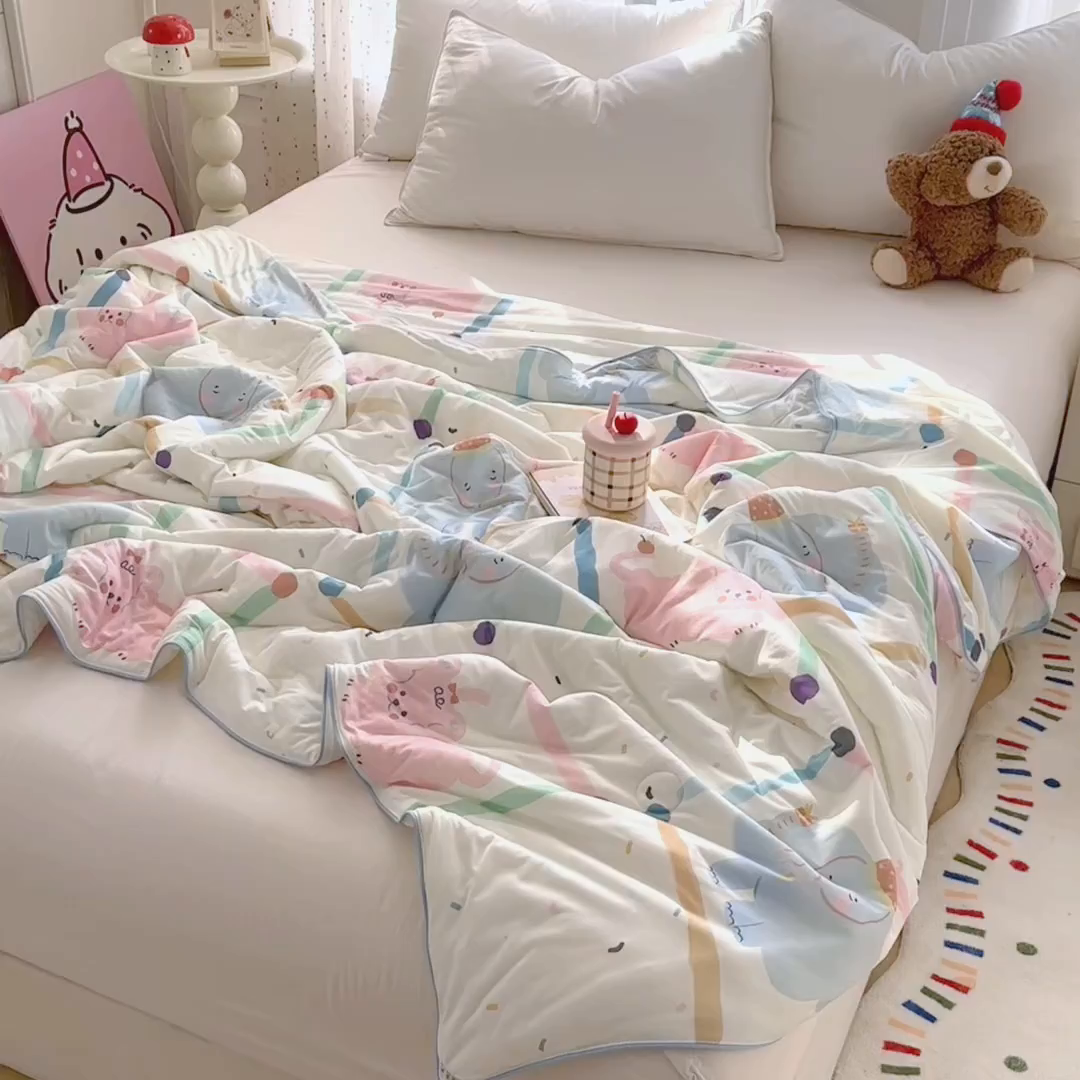 91家纺网 家纺一手货源 找家纺 宜家坊 2026新款A类针织棉嘟嘟被夏被春秋被空调被儿童学生被子被芯 艾利小象