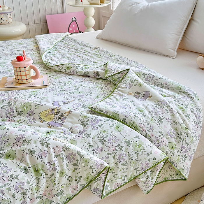 91家纺网 家纺一手货源 找家纺 宜家坊 2026新款A类针织棉嘟嘟被夏被春秋被空调被儿童学生被子被芯 花枝兔