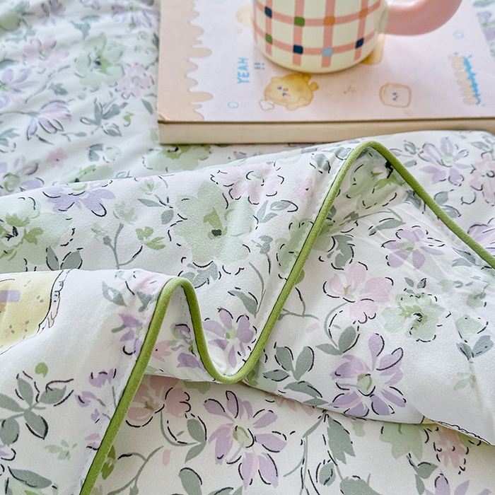 91家纺网 家纺一手货源 找家纺 宜家坊 2026新款A类针织棉嘟嘟被夏被春秋被空调被儿童学生被子被芯 花枝兔