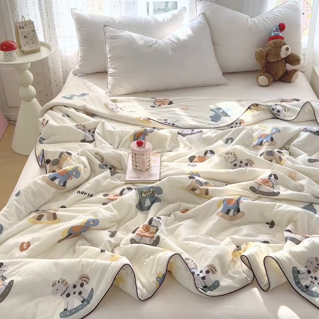 91家纺网 家纺一手货源 找家纺 宜家坊 2026新款A类针织棉嘟嘟被夏被春秋被空调被儿童学生被子被芯 马鲨拉帝