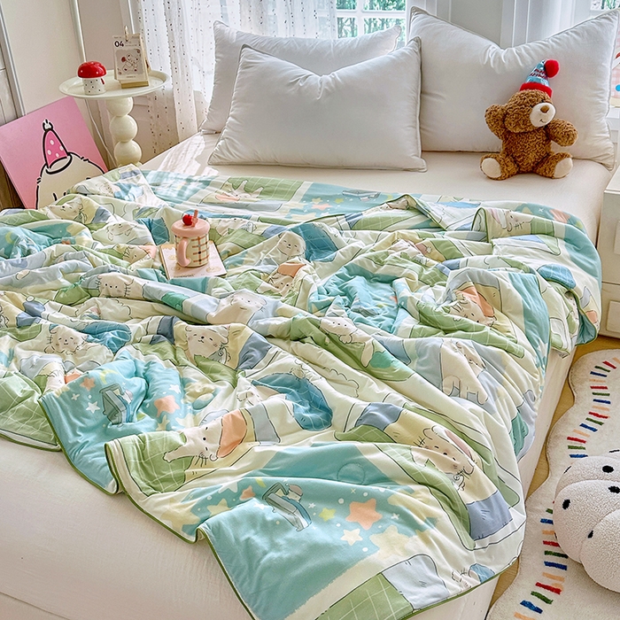 91家纺网 家纺一手货源 找家纺 宜家坊 2026新款A类针织棉嘟嘟被夏被春秋被空调被儿童学生被子被芯 喵喵屋