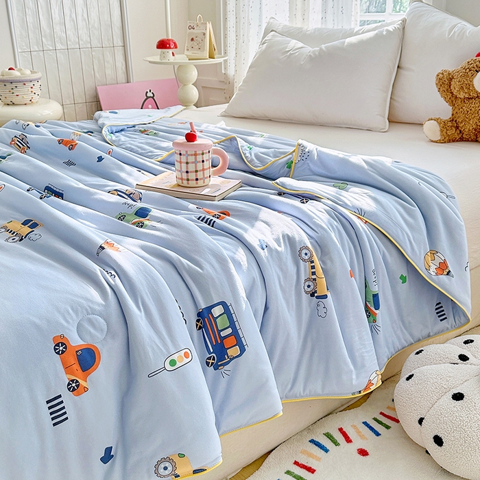 91家纺网 家纺一手货源 找家纺 宜家坊 2026新款A类针织棉嘟嘟被夏被春秋被空调被儿童学生被子被芯 小汽车