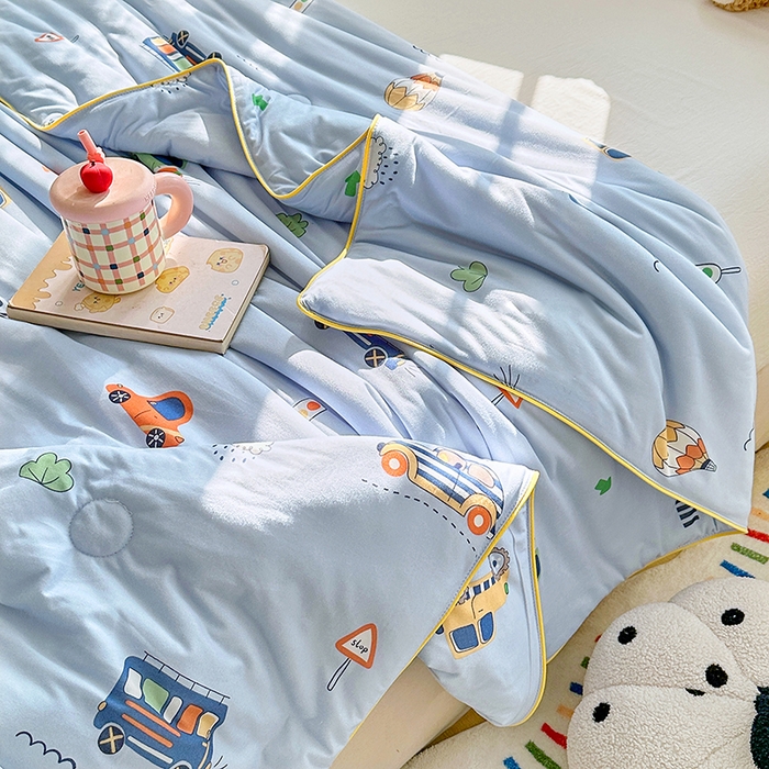 91家纺网 家纺一手货源 找家纺 宜家坊 2026新款A类针织棉嘟嘟被夏被春秋被空调被儿童学生被子被芯 小汽车