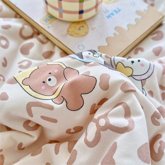 91家纺网 家纺一手货源 找家纺 宜家坊 2026新款A类针织棉嘟嘟被夏被春秋被空调被儿童学生被子被芯 星星豹纹咖