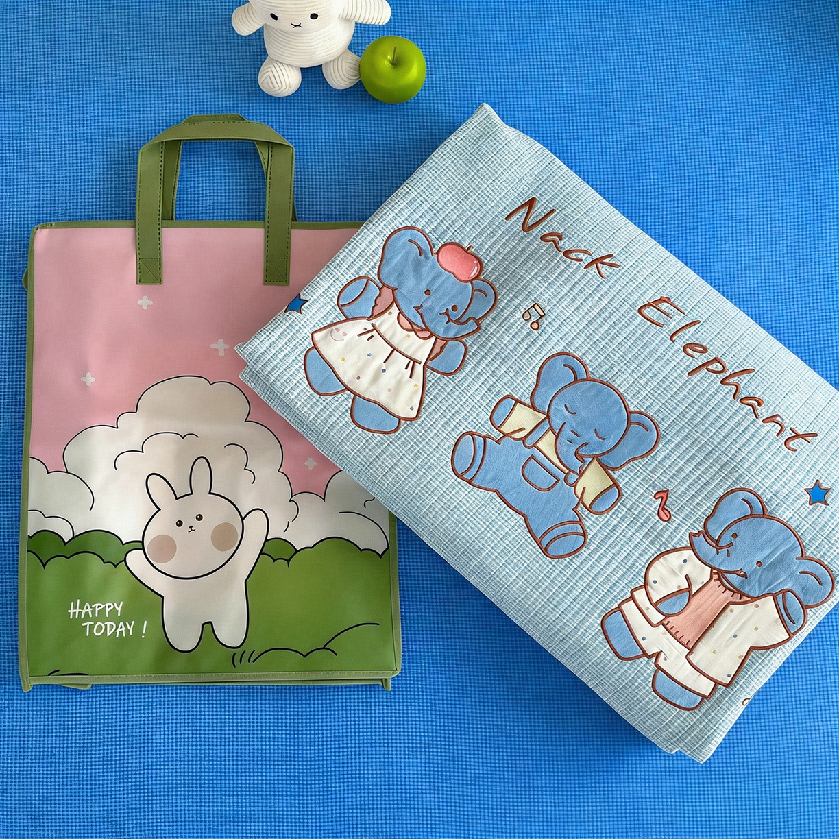 宜家坊 2026直播热款贴布绣加厚仿棉古法水洗棉夹棉床盖 吉象三宝