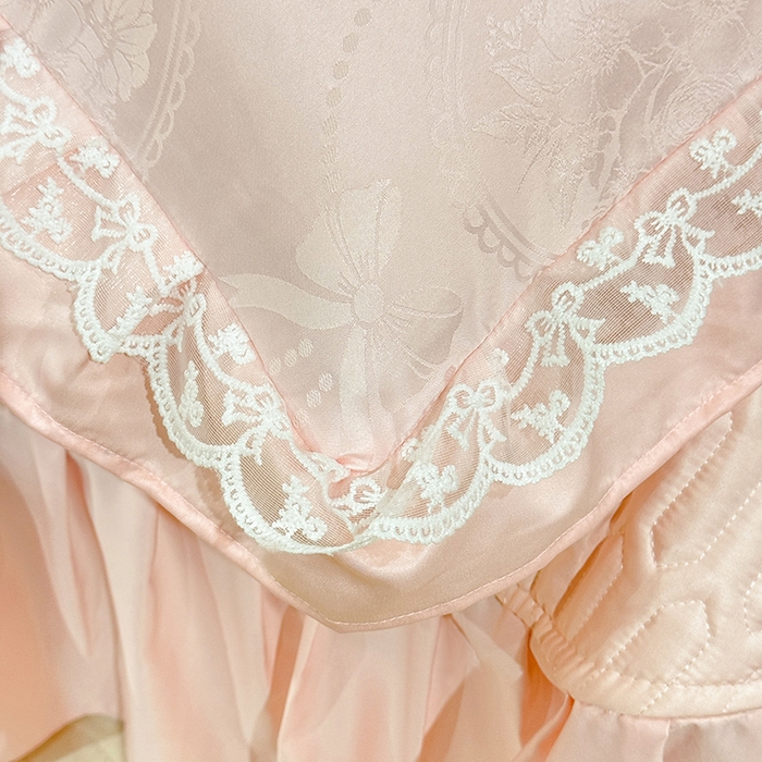 91家纺网 家纺一手货源 找家纺 优贝家纺 2026春夏新款提花水洗天丝冰丝天丝韩版夹棉床盖四件套 花涧-粉玉