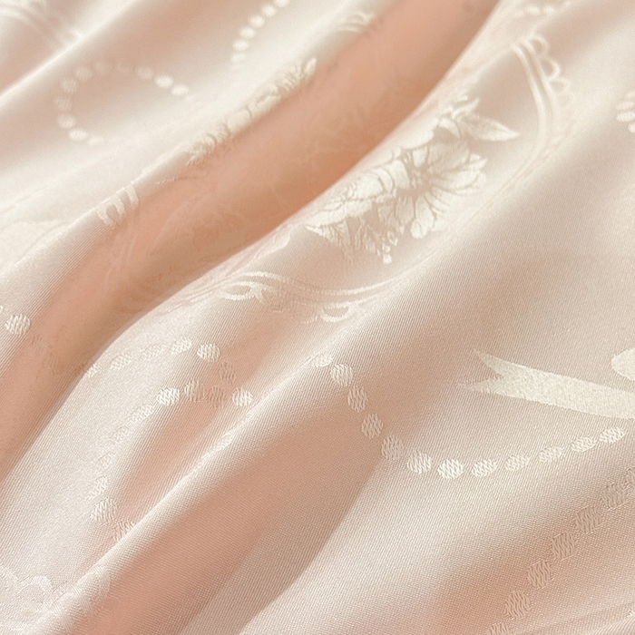 91家纺网 家纺一手货源 找家纺 优贝家纺 2026春夏新款提花水洗天丝冰丝天丝韩版夹棉床盖四件套 花涧-粉玉