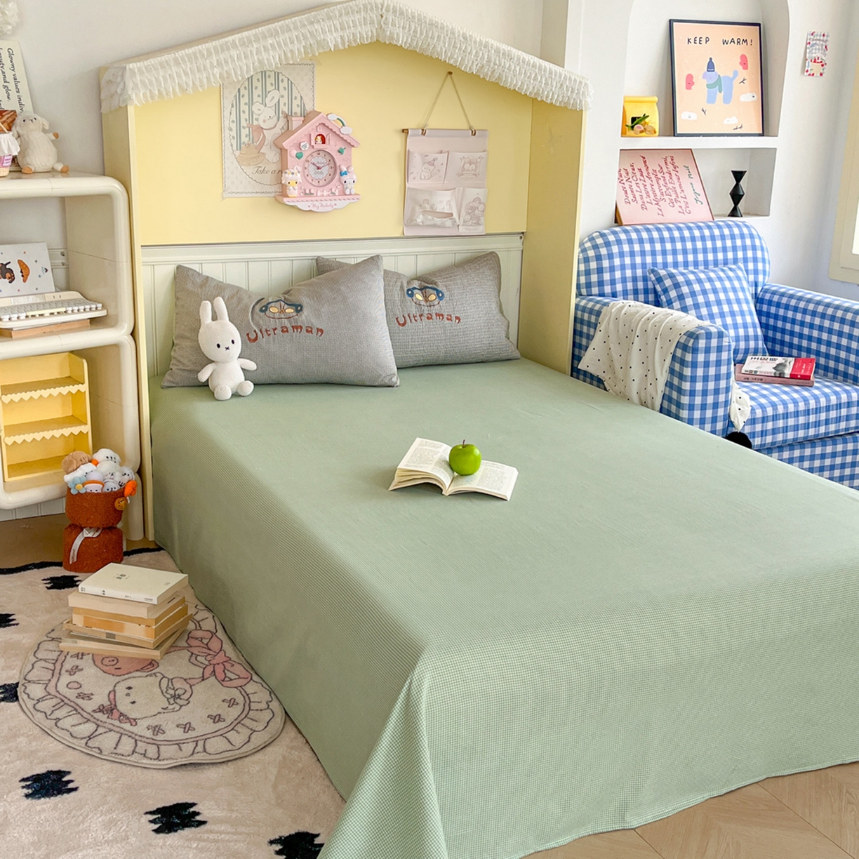 91家纺网 家纺一手货源 找家纺 宜家坊 2026直播热款卡通贴布绣加厚仿棉古棉单人双人单倍套三四件套 奥特兄妹