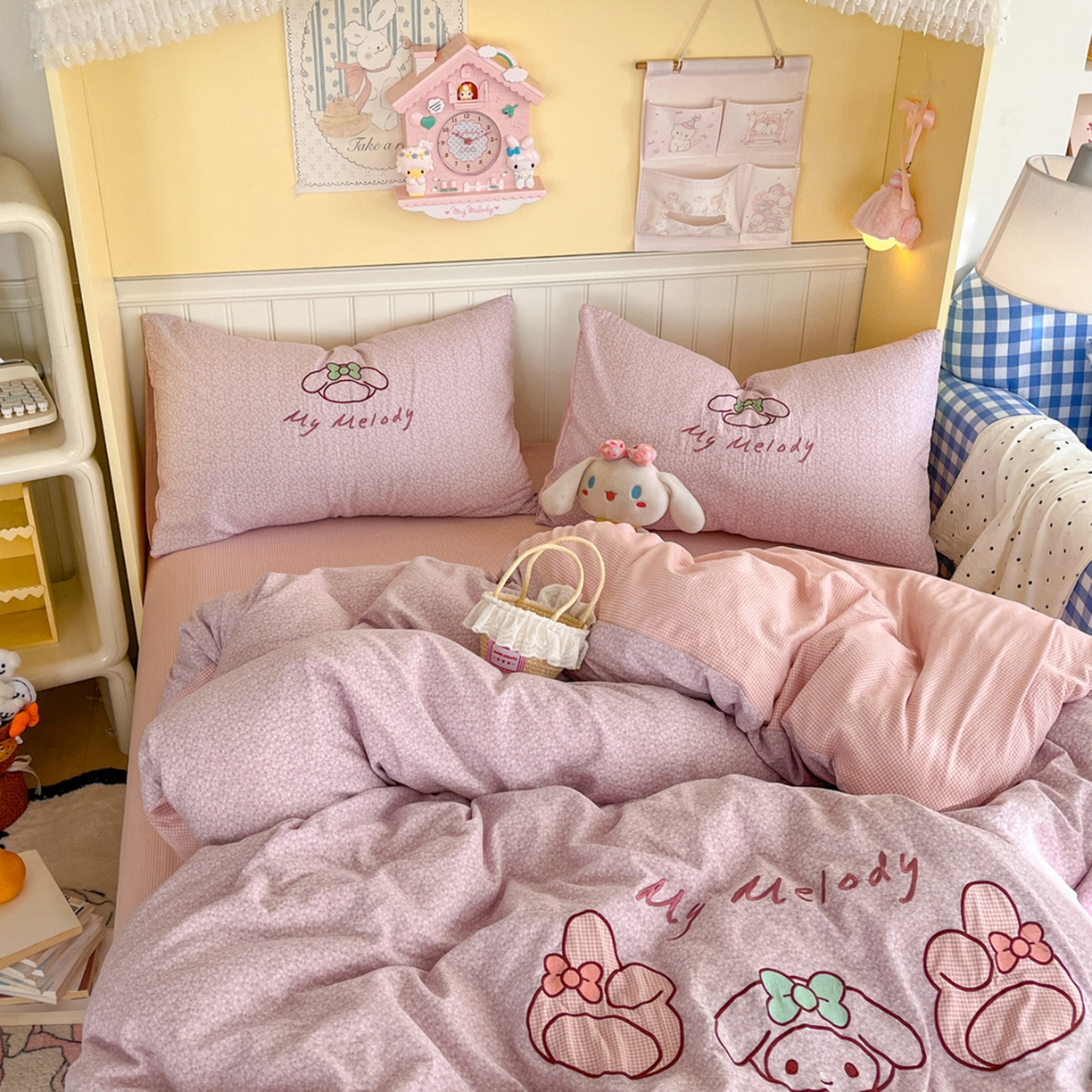 91家纺网 家纺一手货源 找家纺 宜家坊 2026直播热款卡通贴布绣加厚仿棉古棉单人双人单倍套三四件套 美小蒂