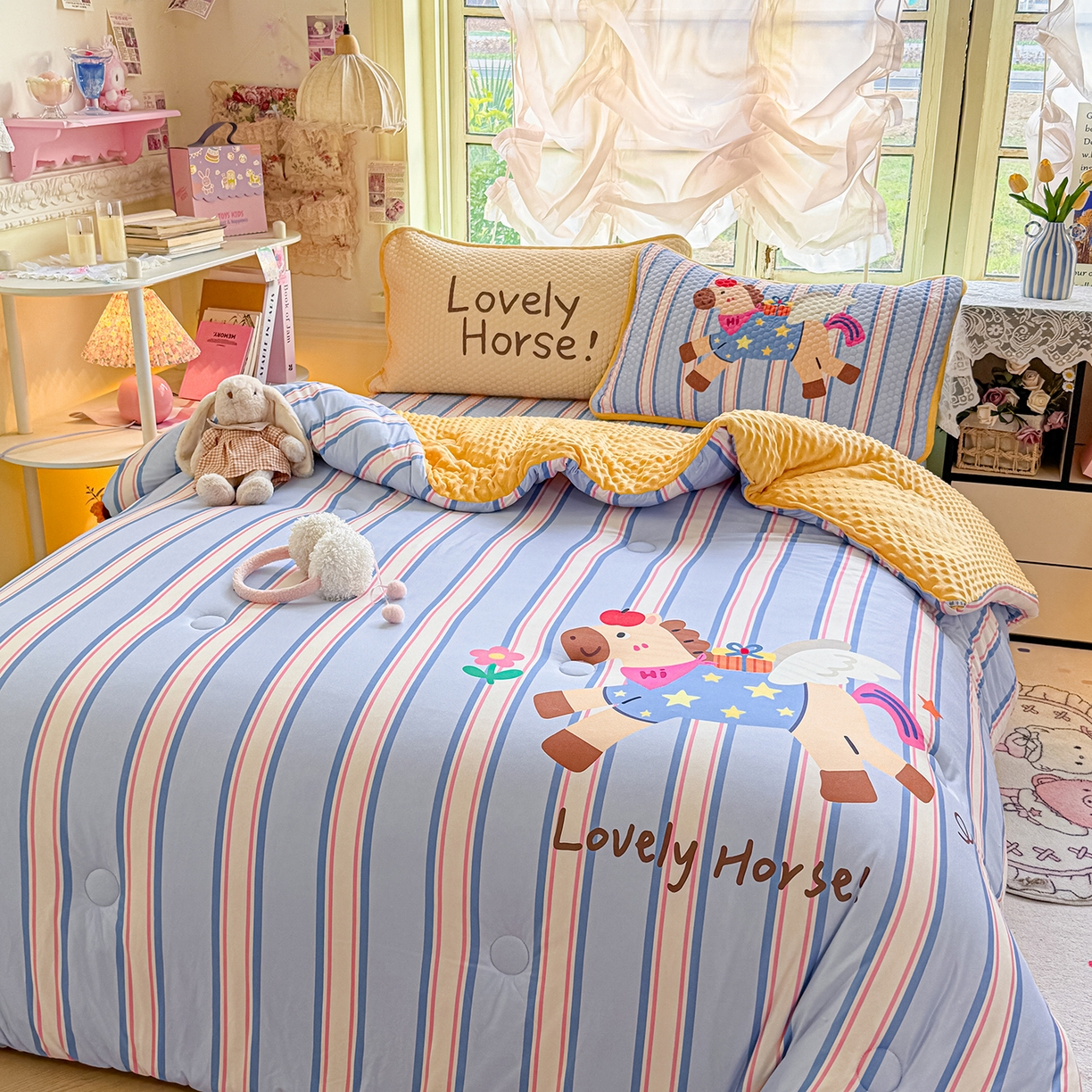 91家纺网 家纺一手货源 找家纺 （总）宜家坊 2026直播热款A类针织棉豆豆被夏被春秋被空调被儿童学生大版卡通被子被芯