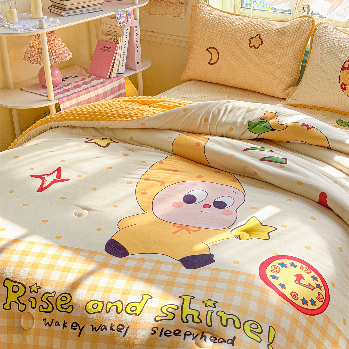 91家纺网 家纺一手货源 找家纺 宜家坊 2026直播热款A类针织棉豆豆被夏被春秋被空调被儿童学生大版卡通被子被芯 幸运星星