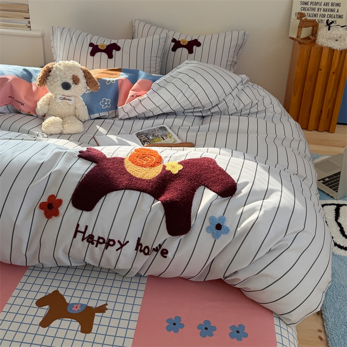 91家纺网 家纺一手货源 找家纺 （总）暖生活 2026新款全棉纯棉水洗棉印+绣四件套（会员➖5 改床笠➕10）