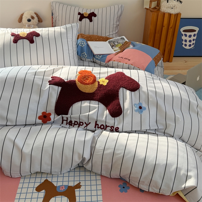 91家纺网 家纺一手货源 找家纺 （总）暖生活 2026新款全棉纯棉水洗棉印+绣四件套（会员➖5 改床笠➕10）