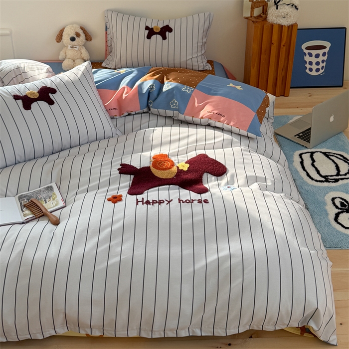 91家纺网 家纺一手货源 找家纺 （总）暖生活 2026新款全棉纯棉水洗棉印+绣四件套（会员➖5 改床笠➕10）