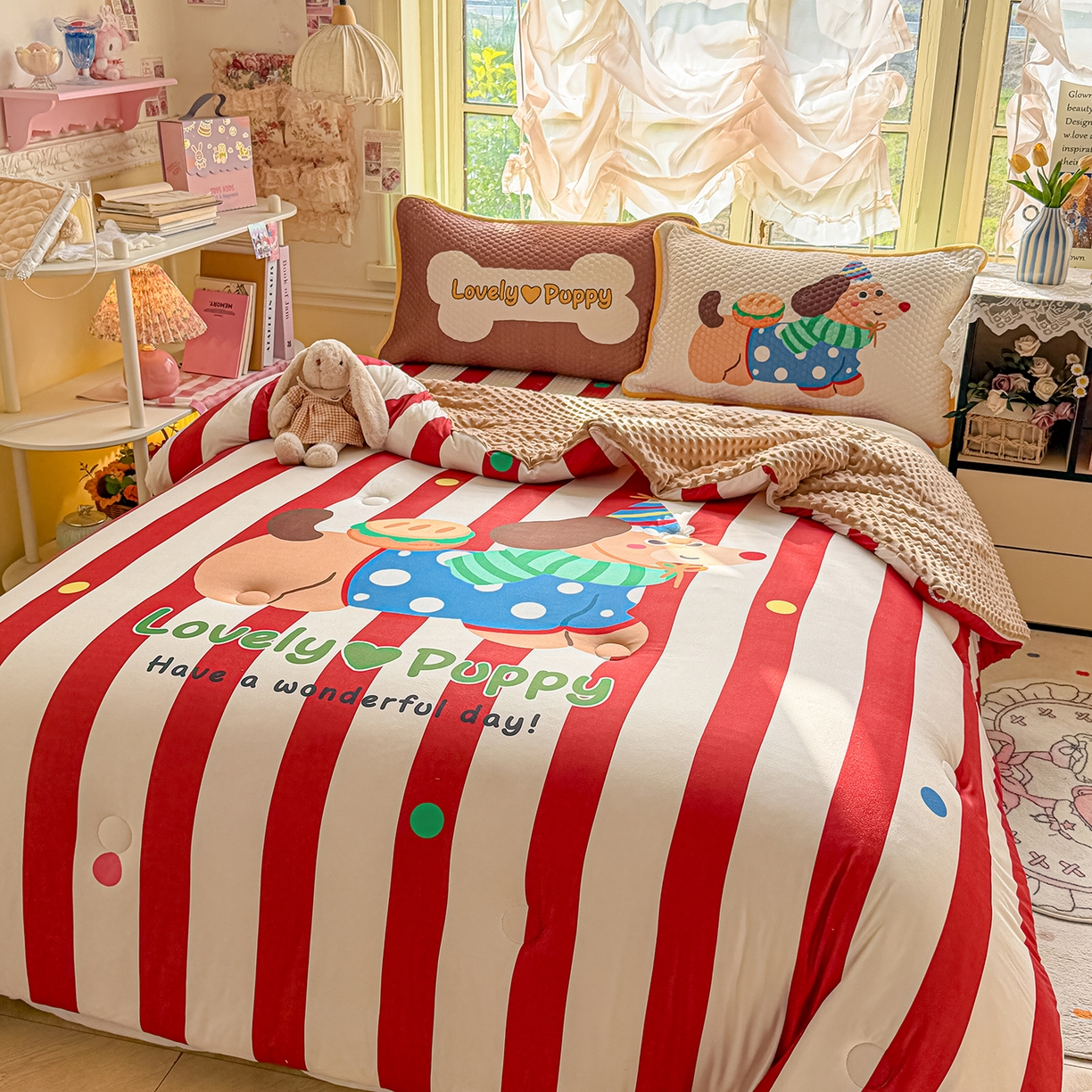 宜家坊 2026直播热款A类针织棉豆豆被夏被春秋被空调被儿童学生大版卡通被子被芯 鸿运当头