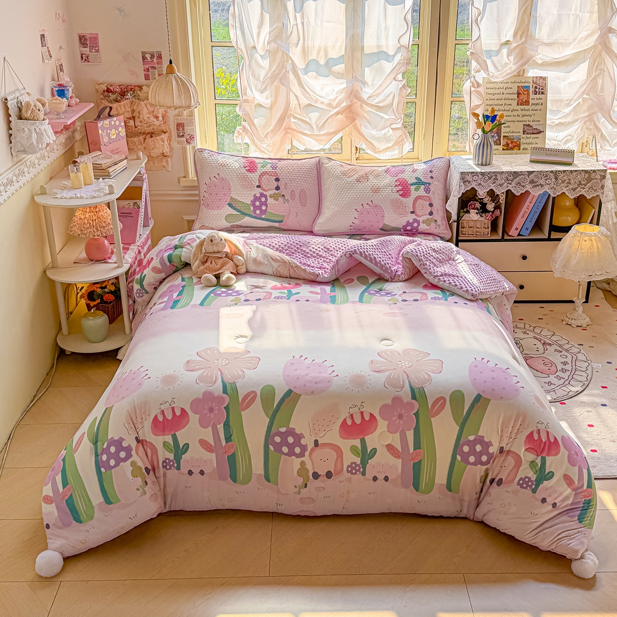 91家纺网 家纺一手货源 找家纺 宜家坊 2026直播热款A类针织棉豆豆被夏被春秋被空调被儿童学生大版卡通被子被芯 花仙子