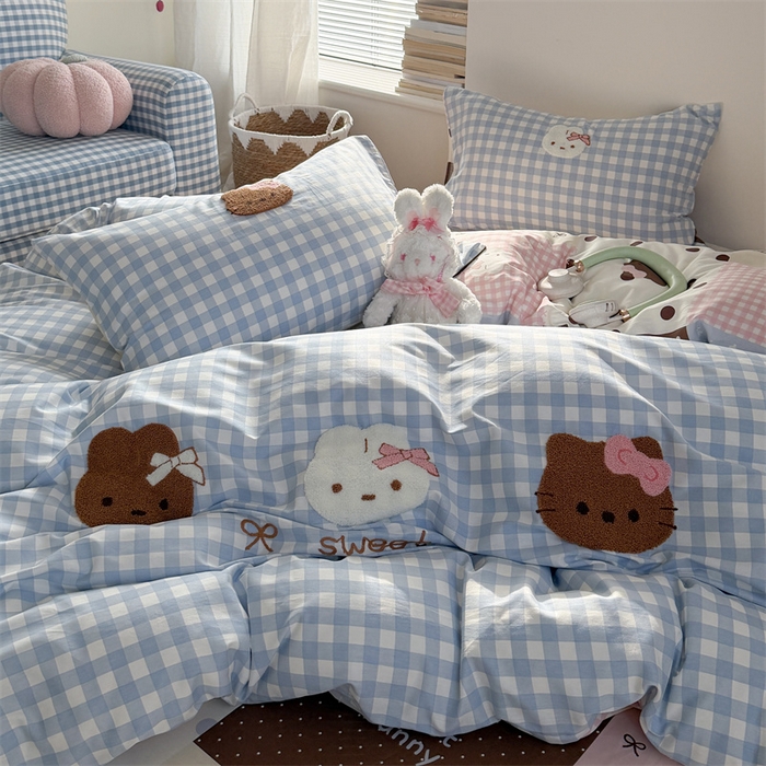 暖生活 2026新款全棉纯棉水洗棉印+绣四件套（会员➖5 改床笠➕10） 三只兔喵