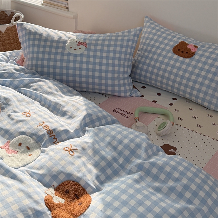 91家纺网 家纺一手货源 找家纺 暖生活 2026新款全棉纯棉水洗棉印+绣四件套（会员➖5 改床笠➕10） 三只兔喵