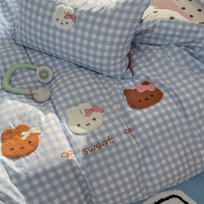 91家纺网 家纺一手货源 找家纺 暖生活 2026新款全棉纯棉水洗棉印+绣四件套（会员➖5 改床笠➕10） 三只兔喵