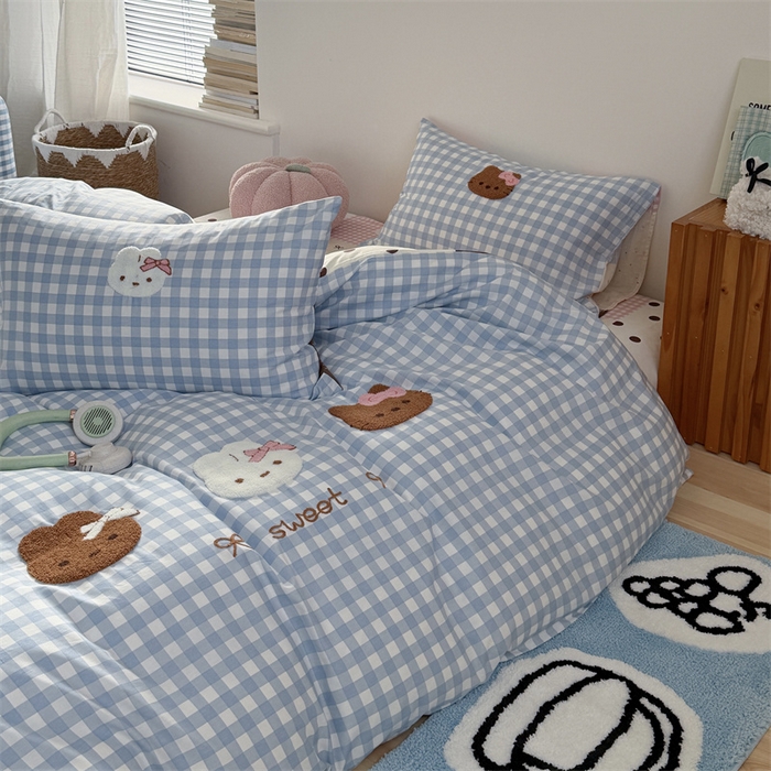 91家纺网 家纺一手货源 找家纺 暖生活 2026新款全棉纯棉水洗棉印+绣四件套（会员➖5 改床笠➕10） 三只兔喵