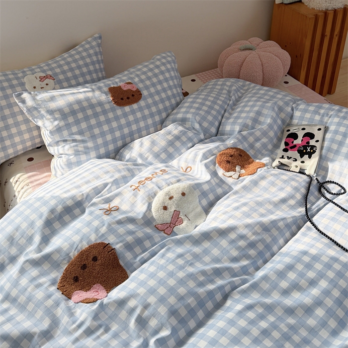 91家纺网 家纺一手货源 找家纺 暖生活 2026新款全棉纯棉水洗棉印+绣四件套（会员➖5 改床笠➕10） 三只兔喵