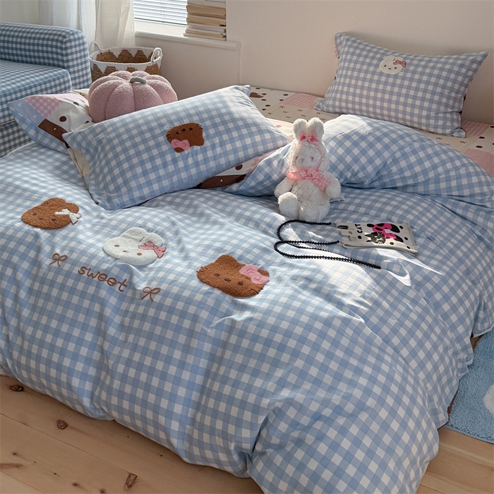 91家纺网 家纺一手货源 找家纺 暖生活 2026新款全棉纯棉水洗棉印+绣四件套（会员➖5 改床笠➕10） 三只兔喵