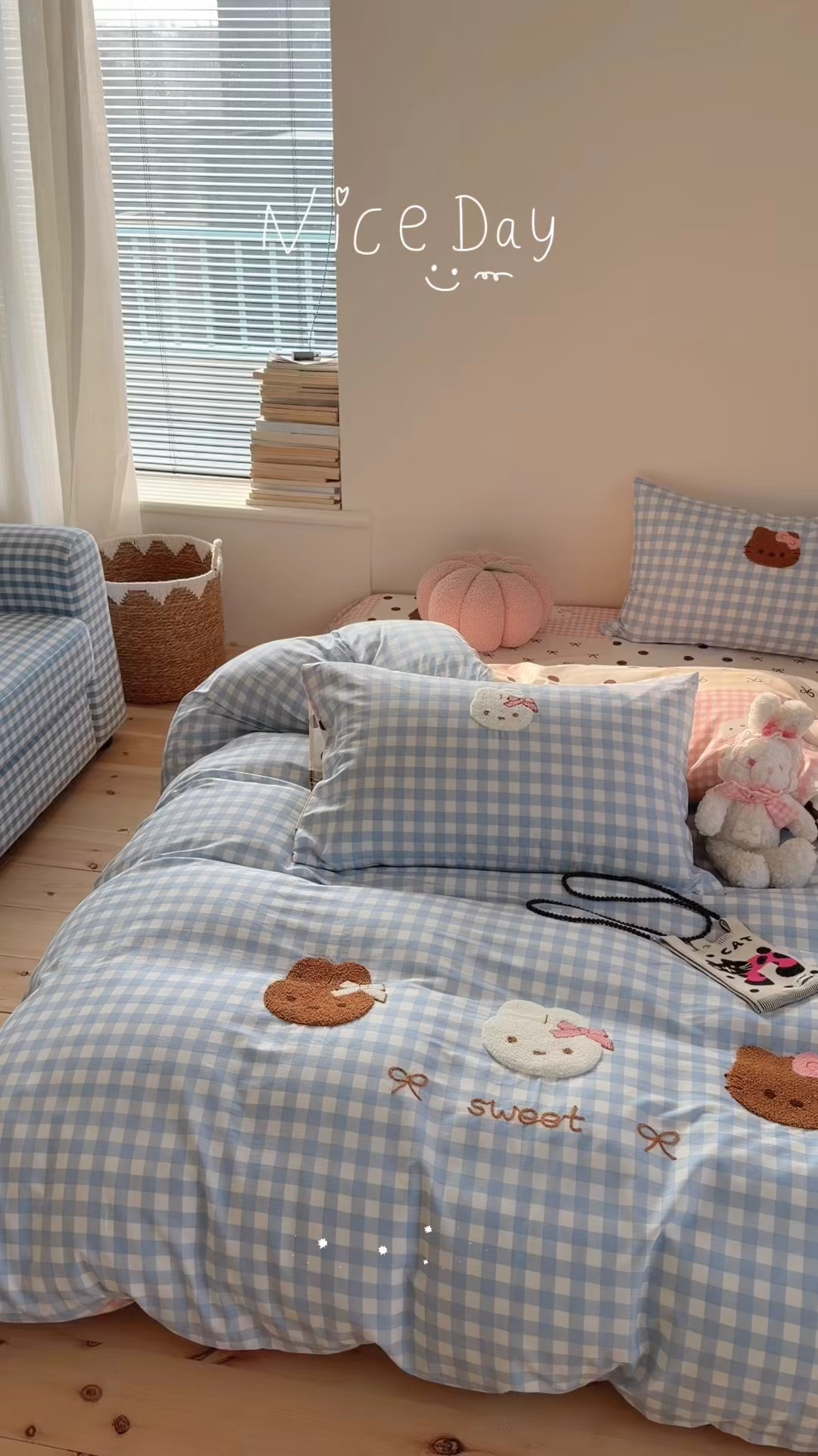 91家纺网 家纺一手货源 找家纺 暖生活 2026新款全棉纯棉水洗棉印+绣四件套（会员➖5 改床笠➕10） 三只兔喵