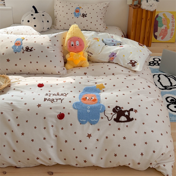 91家纺网 家纺一手货源 找家纺 暖生活 2026新款全棉纯棉水洗棉印+绣四件套（会员➖5 改床笠➕10） 星星小马