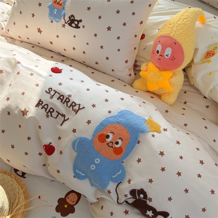 91家纺网 家纺一手货源 找家纺 暖生活 2026新款全棉纯棉水洗棉印+绣四件套（会员➖5 改床笠➕10） 星星小马