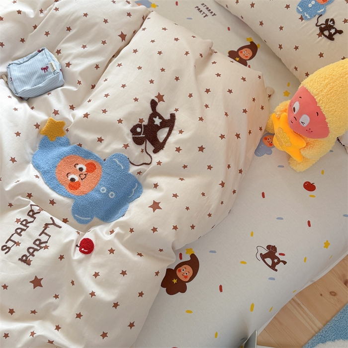 91家纺网 家纺一手货源 找家纺 暖生活 2026新款全棉纯棉水洗棉印+绣四件套（会员➖5 改床笠➕10） 星星小马