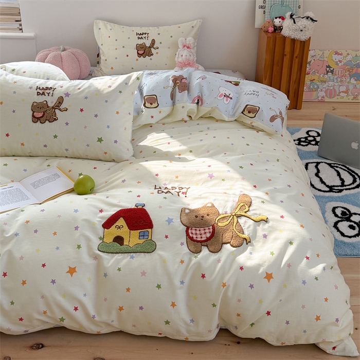 91家纺网 家纺一手货源 找家纺 暖生活 2026新款全棉纯棉水洗棉印+绣四件套（会员➖5 改床笠➕10） 星之家