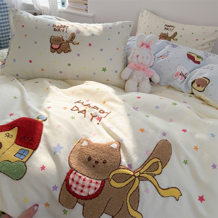 91家纺网 家纺一手货源 找家纺 暖生活 2026新款全棉纯棉水洗棉印+绣四件套（会员➖5 改床笠➕10） 星之家