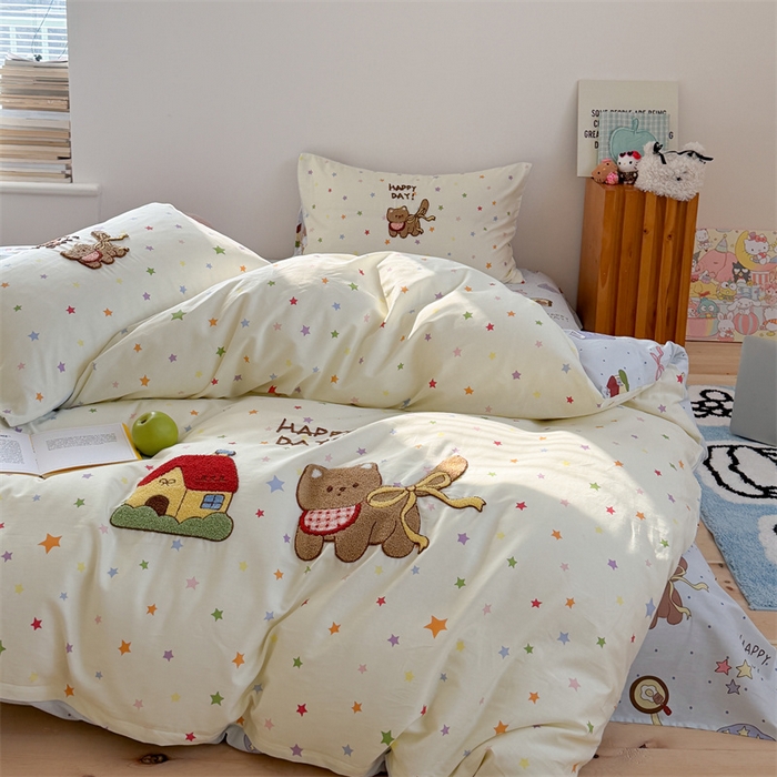91家纺网 家纺一手货源 找家纺 暖生活 2026新款全棉纯棉水洗棉印+绣四件套（会员➖5 改床笠➕10） 星之家