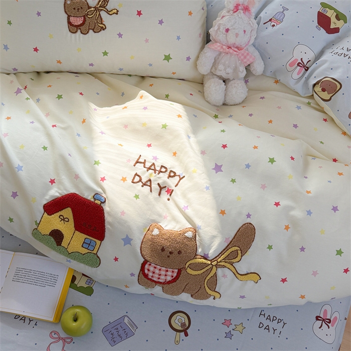 91家纺网 家纺一手货源 找家纺 暖生活 2026新款全棉纯棉水洗棉印+绣四件套（会员➖5 改床笠➕10） 星之家