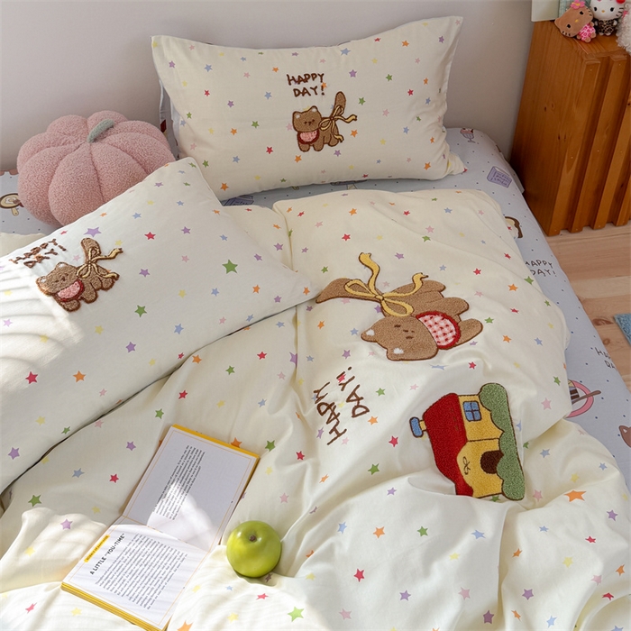 91家纺网 家纺一手货源 找家纺 暖生活 2026新款全棉纯棉水洗棉印+绣四件套（会员➖5 改床笠➕10） 星之家