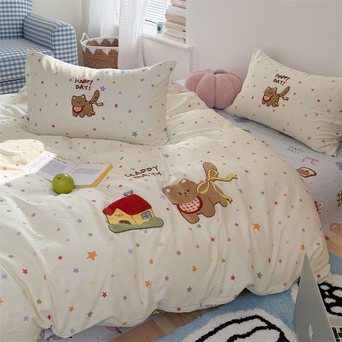 91家纺网 家纺一手货源 找家纺 暖生活 2026新款全棉纯棉水洗棉印+绣四件套（会员➖5 改床笠➕10） 星之家