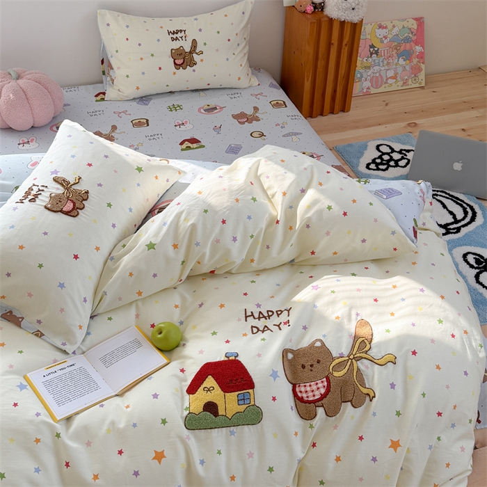 91家纺网 家纺一手货源 找家纺 暖生活 2026新款全棉纯棉水洗棉印+绣四件套（会员➖5 改床笠➕10） 星之家