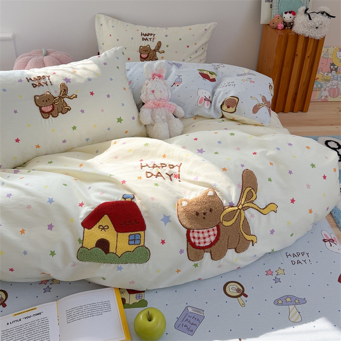 91家纺网 家纺一手货源 找家纺 暖生活 2026新款全棉纯棉水洗棉印+绣四件套（会员➖5 改床笠➕10） 星之家