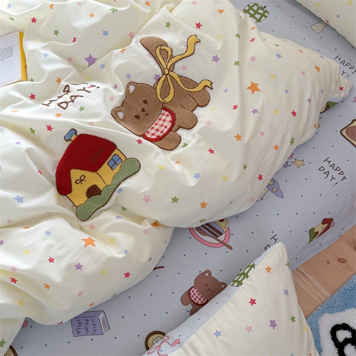 91家纺网 家纺一手货源 找家纺 暖生活 2026新款全棉纯棉水洗棉印+绣四件套（会员➖5 改床笠➕10） 星之家