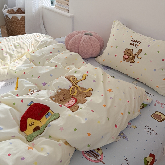 91家纺网 家纺一手货源 找家纺 暖生活 2026新款全棉纯棉水洗棉印+绣四件套（会员➖5 改床笠➕10） 星之家