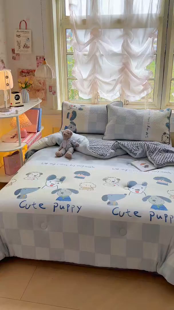 91家纺网 家纺一手货源 找家纺 宜家坊 2026直播热款A类针织棉豆豆被夏被春秋被空调被儿童学生大版卡通被子被芯 旺旺人生