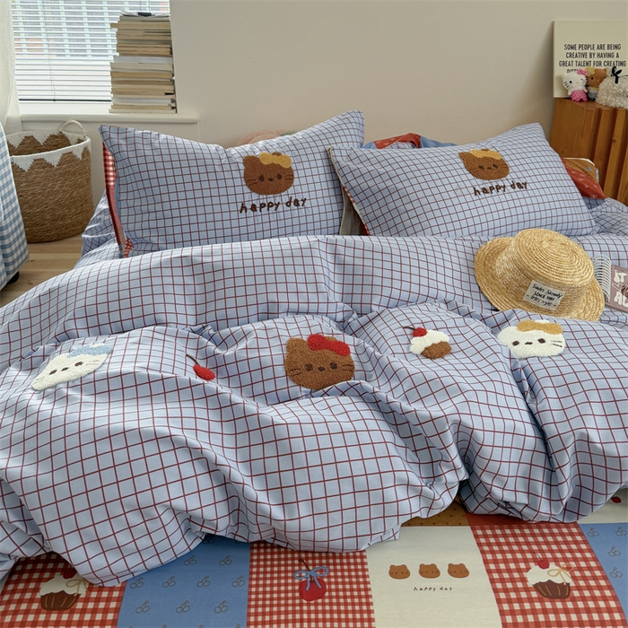 91家纺网 家纺一手货源 找家纺 暖生活 2026新款全棉纯棉水洗棉印+绣四件套（会员➖5 改床笠➕10） 樱桃小咪