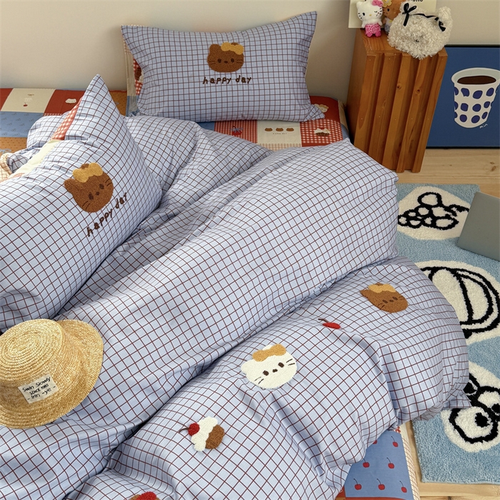 91家纺网 家纺一手货源 找家纺 暖生活 2026新款全棉纯棉水洗棉印+绣四件套（会员➖5 改床笠➕10） 樱桃小咪