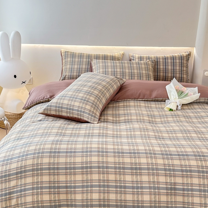 91家纺网 家纺一手货源 找家纺 （总）晚爱家纺 2025水洗棉麻双层纱四件套 超柔A类母婴级有氧棉