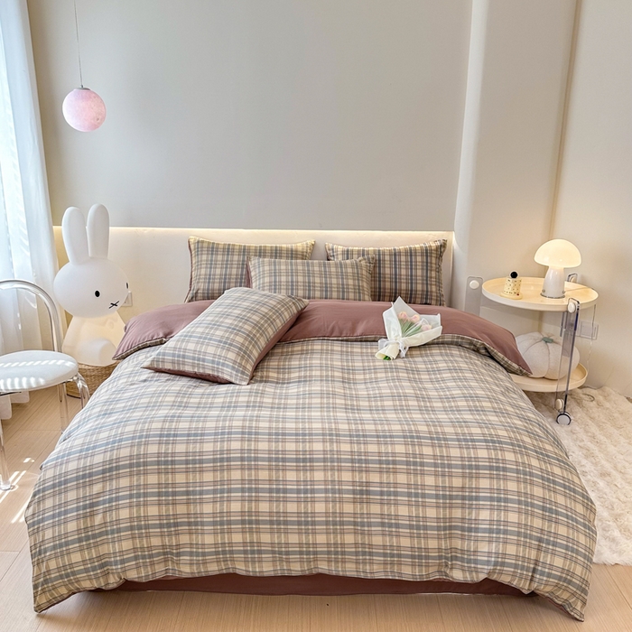 91家纺网 家纺一手货源 找家纺 （总）晚爱家纺 2025水洗棉麻双层纱四件套 超柔A类母婴级有氧棉