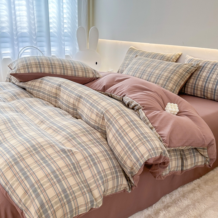 （总）晚爱家纺 2025水洗棉麻双层纱四件套 超柔A类母婴级有氧棉